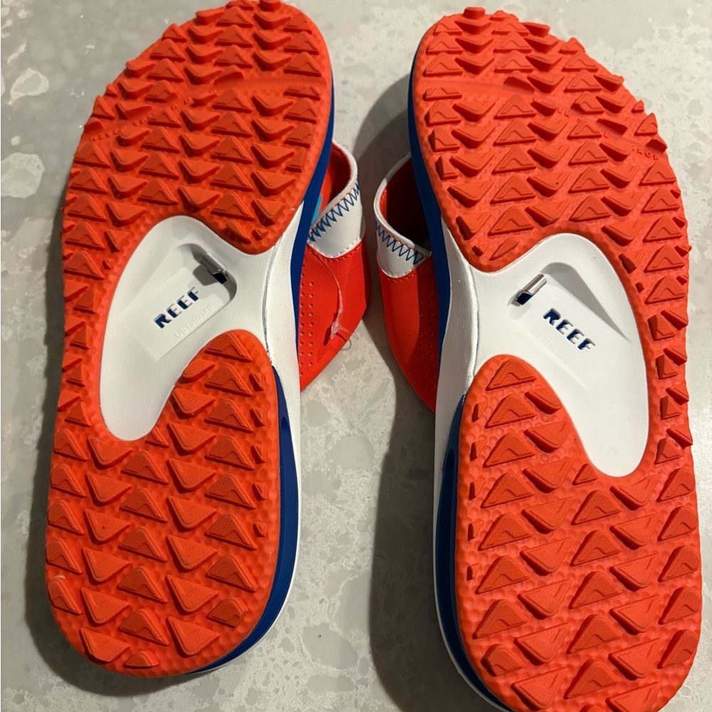 Reef Orange and Blue Flip Flops with Bottle Opener, NWT Size 12 - Picture 2 of 2